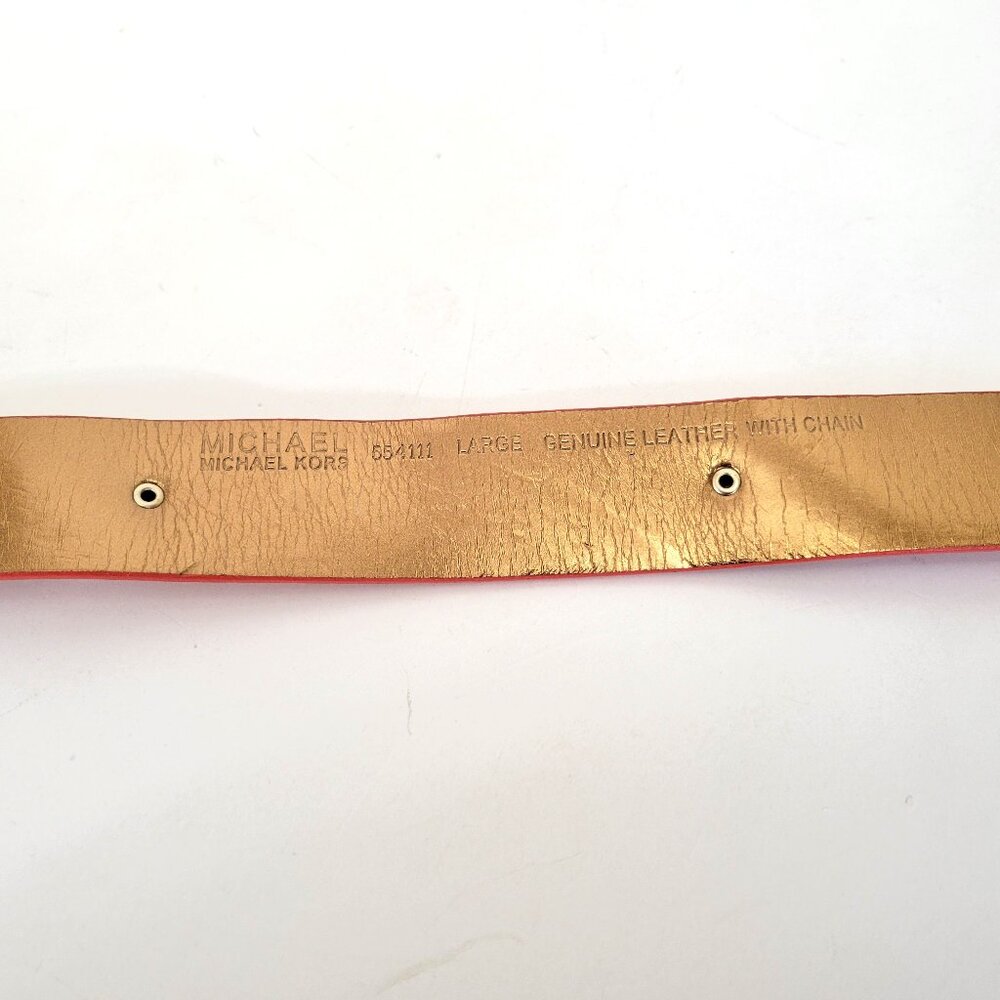Michael Kors Orange Leather Belt with Gold Chain - Picture 4 of 5